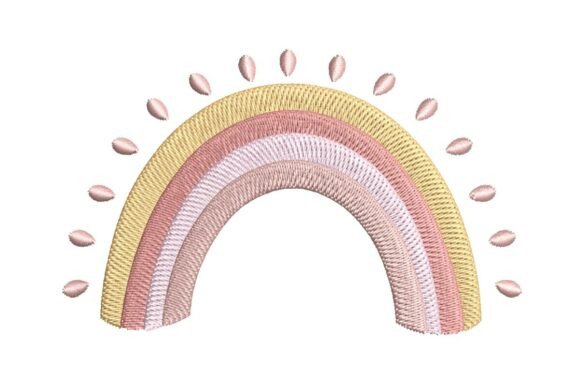 Download Pastel Rainbow Arch with Radiant Drops Embroidery Design - Design Collection