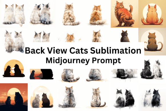 Download Back View Cats Sublimation Midjourney Prompt - Premium Resources