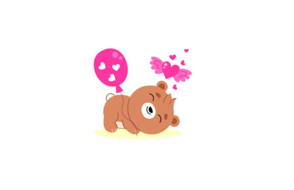 Download Cute Baby Bear &amp; Love Balloon Design Art - Cute Collection