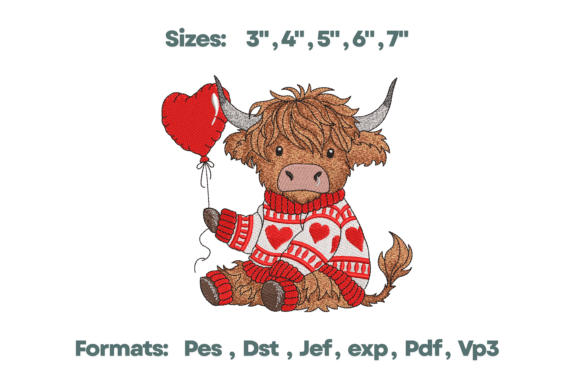 Download Valentine Highland Cow Heart Art Design - Design Collection