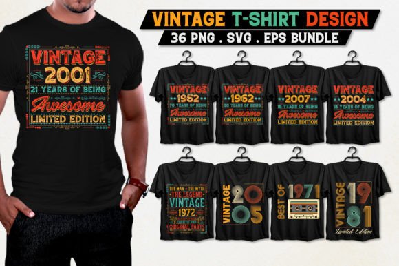 Download Vintage Typography T-Shirt Design Bundle - Design Collection