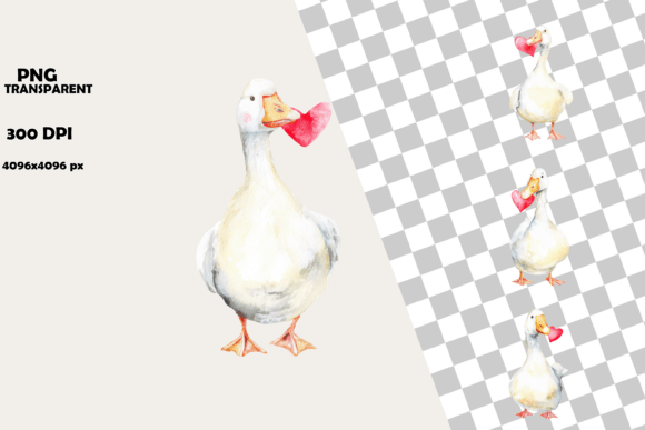 Download Cute Duck with Red Heart Clipart Design - Cute Collection