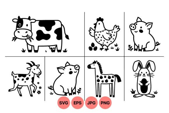 Download Cute Farm Animal Clipart Set - Cute Collection
