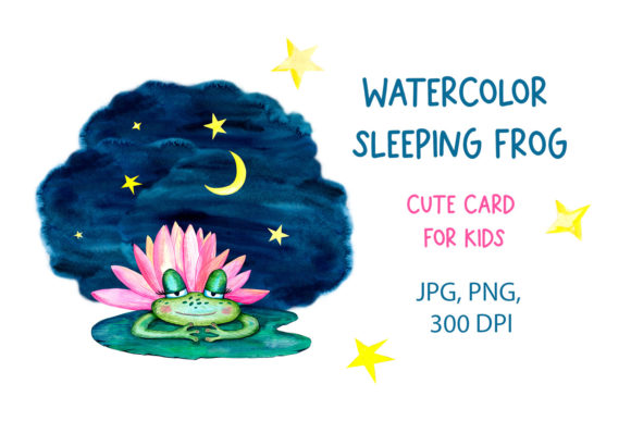 Download Watercolor Sleeping Frog. Cute Card - Cute Collection