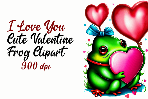 Download Cute  Valentine Frog with Hearts - Cute Collection