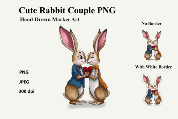 Download Cute Rabbit Couple in Love PNG - Cute Collection
