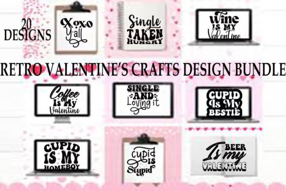 Download Retro Valentine Crafts Design Bundle - Design Collection