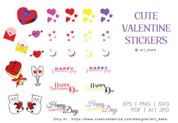 Download Cute Valentine Clipart Sticker Set - Cute Collection