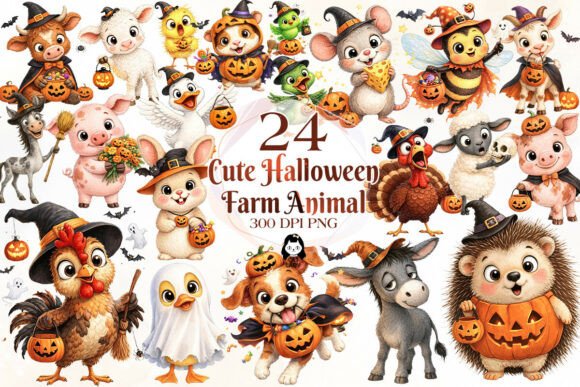 Download Cute Halloween Farm Animal Clipart - Cute Collection