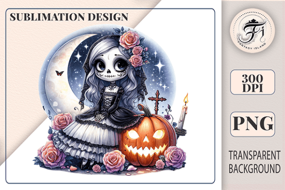 Download Cute Gothic Sugar Skull Girl Clipart PNG - Cute Collection