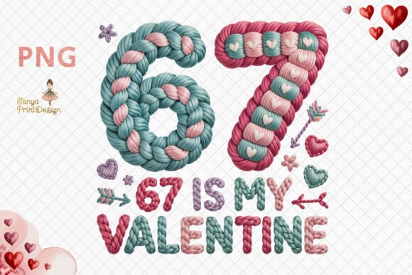 Download 67 Valentine Knitted Numbers PNG Design - Design Collection