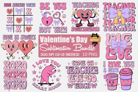 Download Retro Valentine's Day Design Bundle - Design Collection