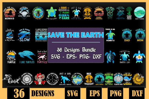 Download SAVE-the-EARTH Bundle SVG 36 Designs - Design Collection