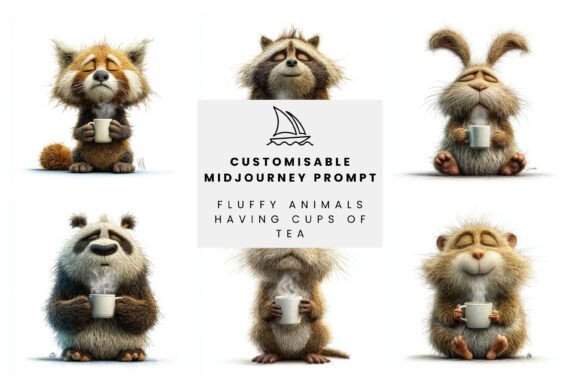 Download Fluffy Animals Having Cups of Tea Prompt - Premium Resources