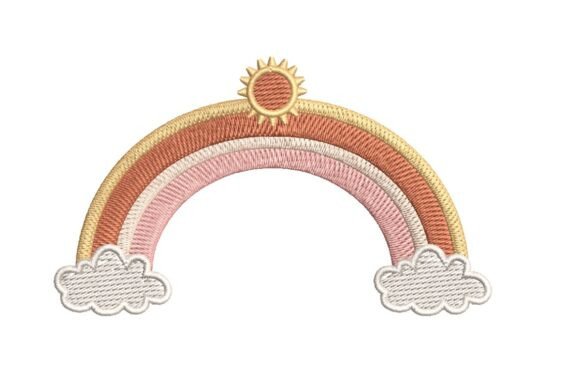 Download Pastel Rainbow with Sun and Clouds Embroidery Design - Design Collection