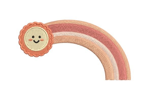 Download Cute Smiling Sun and Pastel Rainbow Embroidery Design - Cute Collection