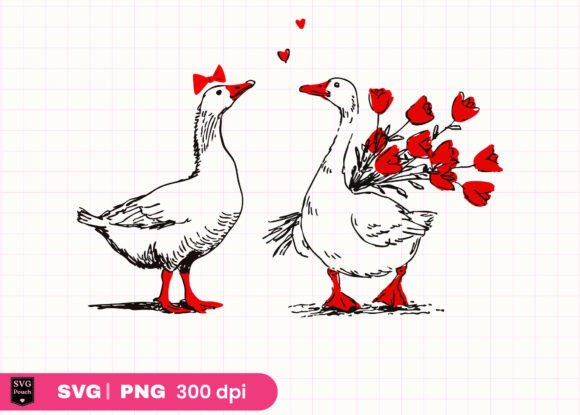 Download Cute Valentine Goose Couple SVG &amp; PNG - Cute Collection