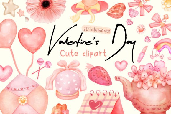 Download Cute Valentine Clipart Watercolor PNG - Cute Collection