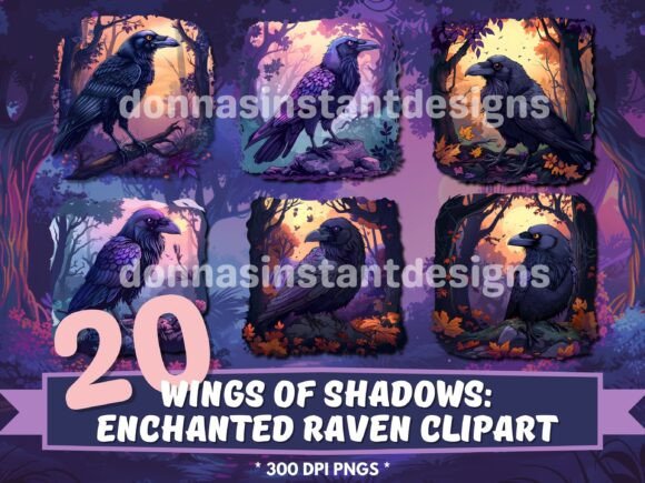 Download 20x Cute Cartoon Enchanted Raven Clipart - Cute Collection
