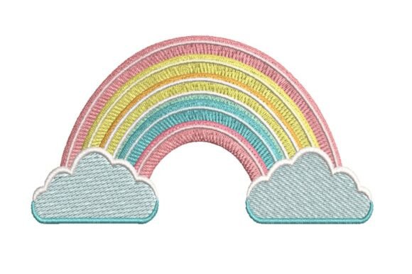 Download Pastel Rainbow Arch with Clouds Embroidery Design - Design Collection