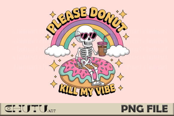 Download Donut Vibe Skeleton PNG - Cute Retro Art - Cute Collection