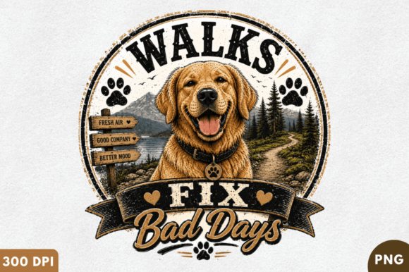 Download Walks Fix Bad Days PNG T-Shirt Design, F - Design Collection