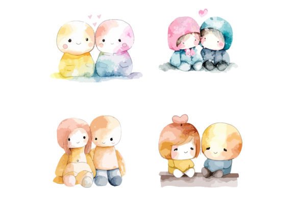 Download Cute Watercolor Baby Couple Love PNG - Cute Collection