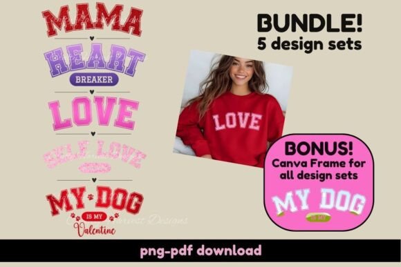 Download Valentine’s Day Design Bundle, 5 Designs - Design Collection