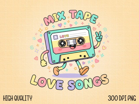 Download Cute Retro Casset Valentine Music PNG - Cute Collection