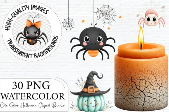 Download Cute Retro Halloween Clipart Bundle - Cute Collection