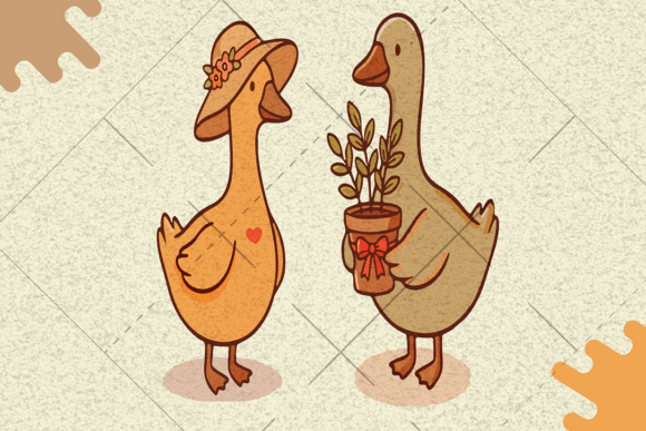 Download Cute Goose Couple Illustration - Cute Collection