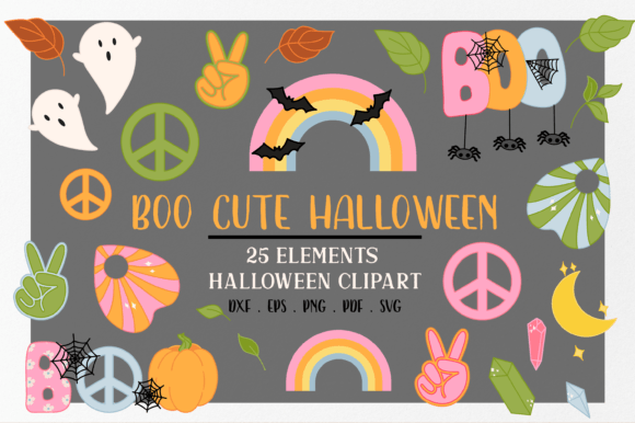 Download Boo Cute Retro Halloween Clipart Svg - Cute Collection