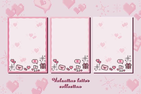 Download Valentine 8 Bit Cute Letters Template - Cute Collection
