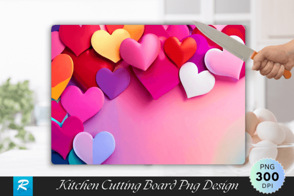 Download Multicolored Heart Cutting Board Design - Design Collection