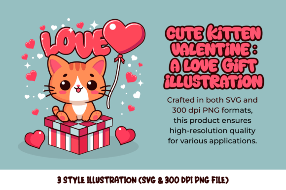 Download Cute Kitten Valentine Illustration - Cute Collection