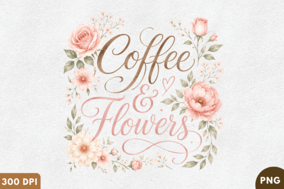 Download Coffee &amp; Flowers PNG T-Shirt Design,Coff - Design Collection