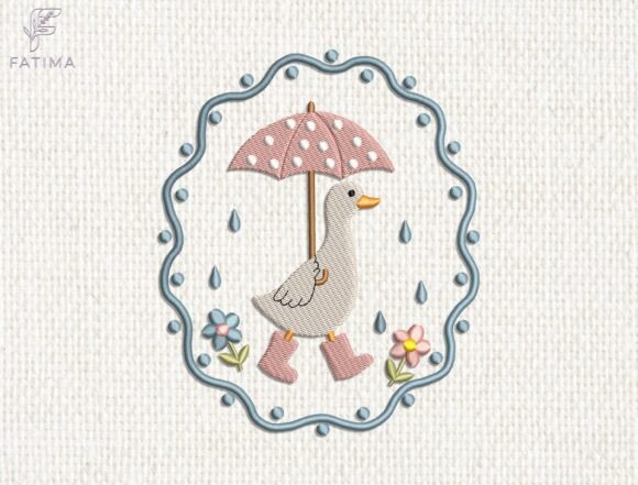 Download Rainy Day Goose Embroidery Design - Design Collection